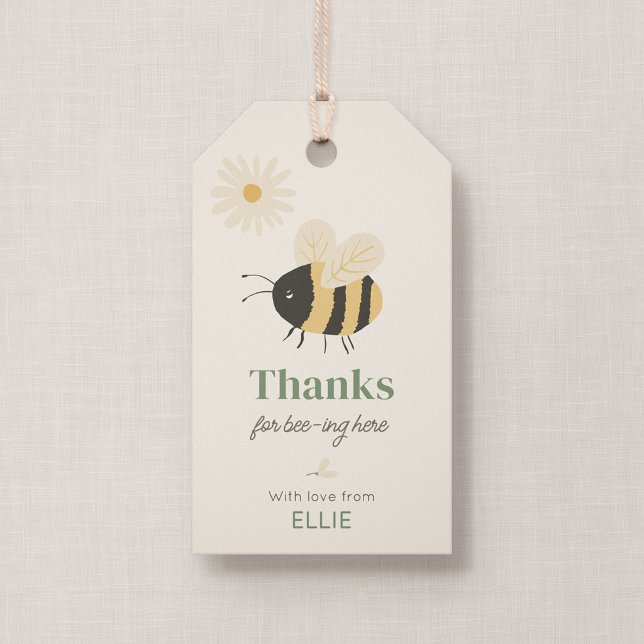 Etiqueta de agradecimiento para fiesta de cumpleañ (Wildflower Flight - Honey Bee Party Thank You Tag, Front)