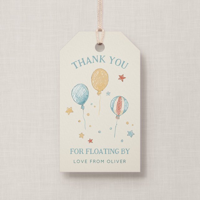 Etiqueta de agradecimiento para fiesta de globos s (Balloon Daydream - Personalized Birthday Thank You Tag)