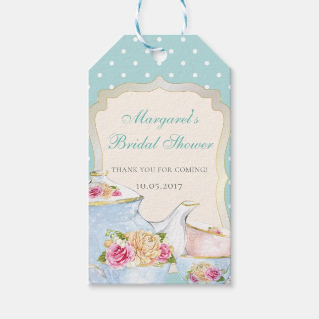 Etiqueta de agradecimiento para fiesta de té de de (Anverso)