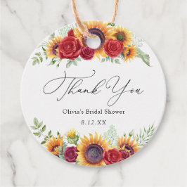 Etiqueta de agradecimiento para girasoles y rosas