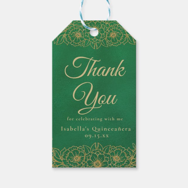 Etiqueta de agradecimiento para Quinceañera en ver (Anverso)