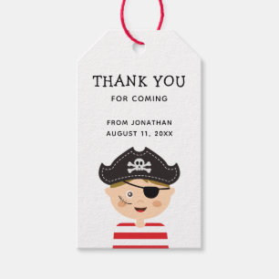 Etiqueta de agradecimiento pirata para cumpleaños 