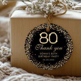 Etiqueta de agradecimiento por 80 cumpleaños elega