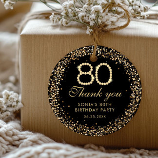 Etiqueta de agradecimiento por 80 cumpleaños elega