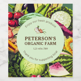 Etiqueta de agricultor local de hortalizas de cose