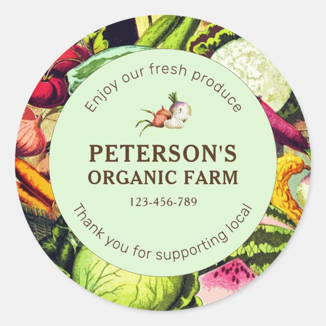 Etiqueta de agricultor local de hortalizas de cose (Anverso)