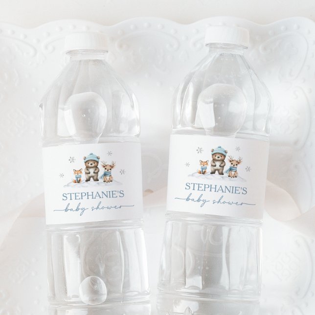 Etiqueta de agua Baby Shower para animales de bosq (Subido por el creador)