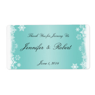 Etiqueta de agua Boda de copos de nieve azul claro