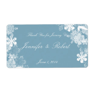 Etiqueta de agua del Boda de copos de nieve blanco