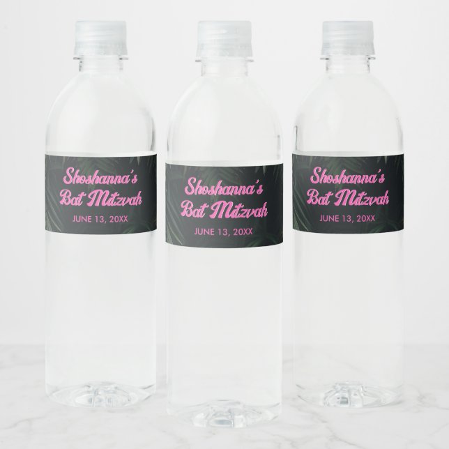 Etiqueta de agua del Fiesta Mitzvah de Bat Tropica (Botellas)