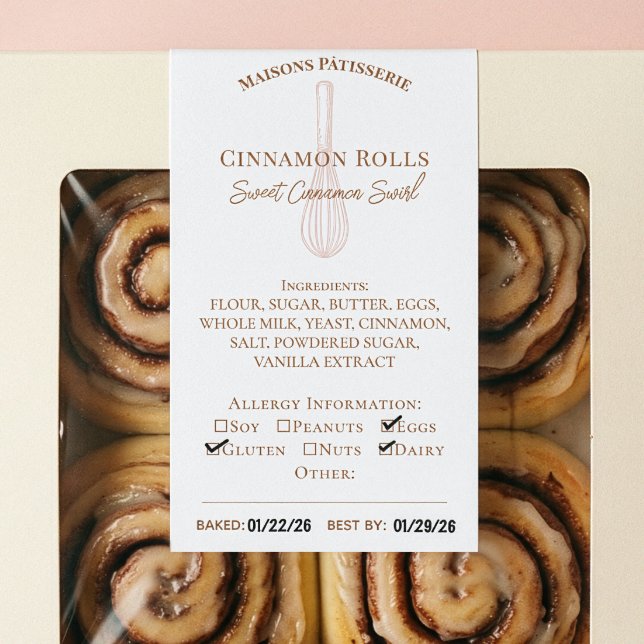 Etiqueta de Alergia a Ingredientes de Panadería de (Baking Whisk Bakery Ingredients Allergy Food Label)