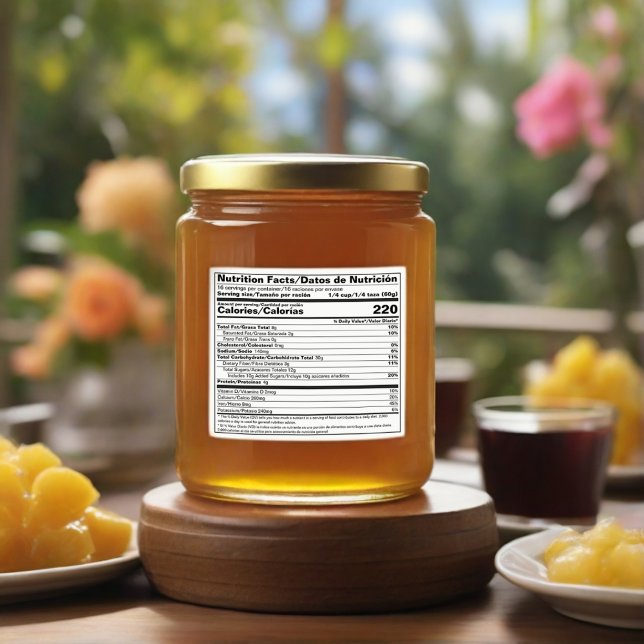 Etiqueta de alimentación de datos de nutrición bil (English-Espanol Nutrition Facts Label)