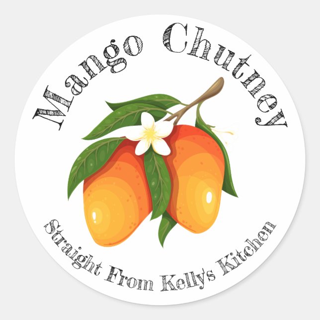 Etiqueta de alimentos de chutney de mango para neg (Anverso)