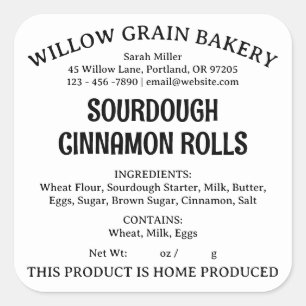 Etiqueta de alimentos de Ohio Cottage para pan de
