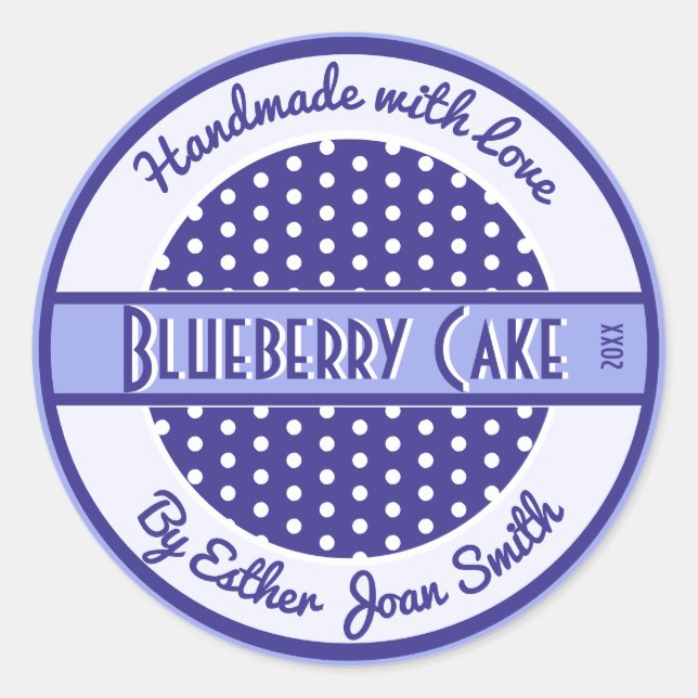 Etiqueta de alimentos de Personalizado azul retro  (Anverso)