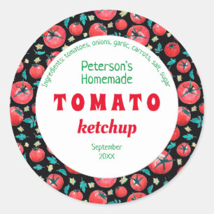 Etiqueta de alimentos de tomate kétchup de acuarel