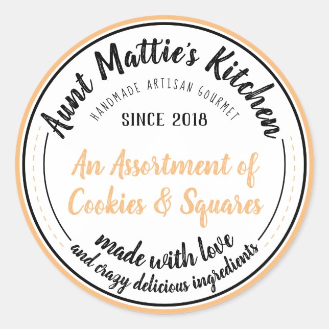 Etiqueta de alimentos para gastrónomos hechos a ma (Anverso)