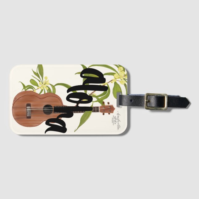Etiqueta de Aloha de Koa Ukulele (Anverso horizontal)