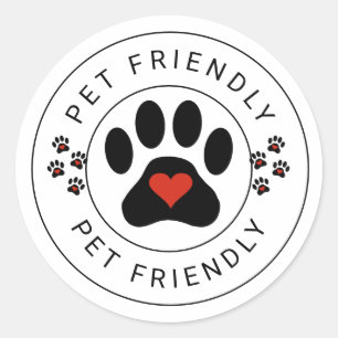 Etiqueta de Amistad con Mascota con corazón y pata
