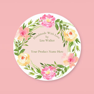 Etiqueta de amor hecha a mano Rosa Wreath Rubor &