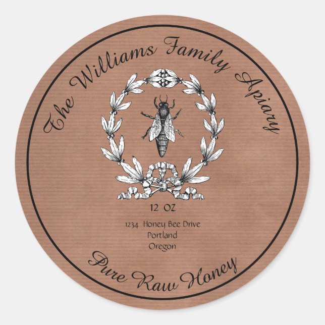 Etiqueta de Apio de Miel de abeja | Miel pura crud (Anverso)