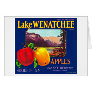 Etiqueta de Apple del lago Wenatchee (azul) - Cash
