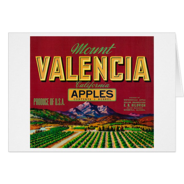 Etiqueta de Apple del Monte Valencia - Watsonville (Anverso (Horizontal))
