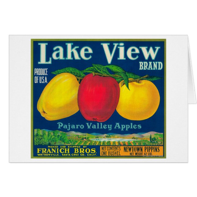 Etiqueta de Apple Lake View - Watsonville, CA (Anverso (Horizontal))