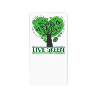 Etiqueta de árbol abstracto verde vivo