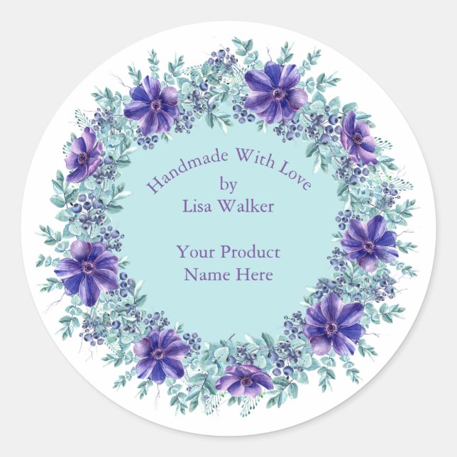 Etiqueta de artículo hecha a mano Rústica Morada d (Anverso)