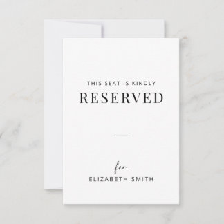Etiqueta de Asiento Reservado para Boda Minimalist
