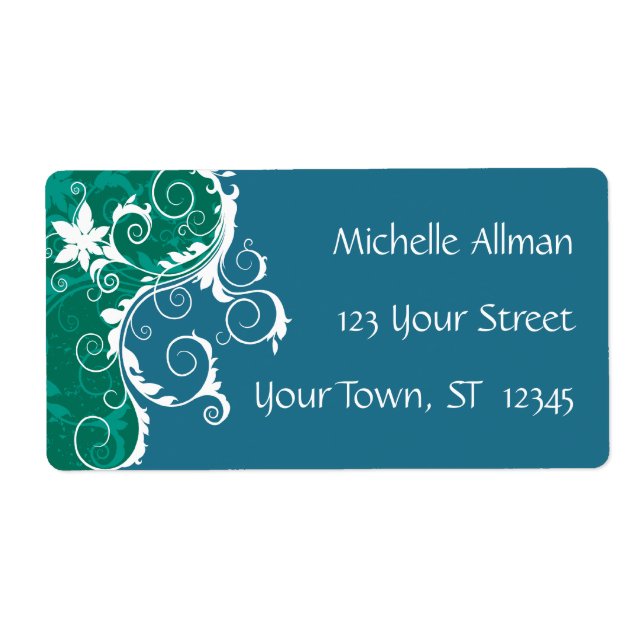 Etiqueta de Avery Floral Azul (Frente)