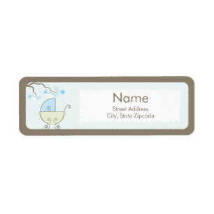 Etiqueta de Baby Shower Addess del carro - azul y