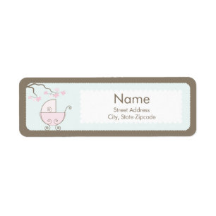 Etiqueta de Baby Shower Addess del carro - rosa