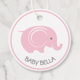 Etiqueta de Baby Shower con elefante para Chica