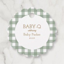 Etiqueta de Baby Shower de Green Gingham
