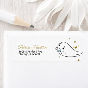 Etiqueta de Baby Shower de Halloween de Fantasma E