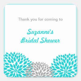 Etiqueta de Baby Shower de la novia Turquoise Gray