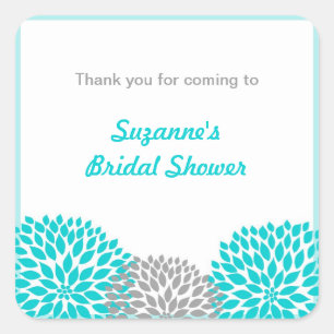 Etiqueta de Baby Shower de la novia Turquoise Gray