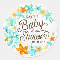 Etiqueta de Baby Shower de Luau Hawaiian Lei Rusti