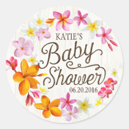 Etiqueta de Baby Shower de Luau Hawaiian Lei Rusti