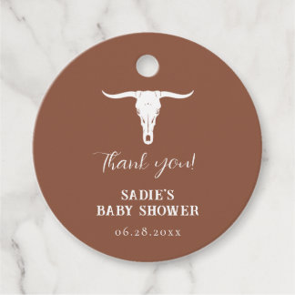 Etiqueta de Baby Shower de Western Terracotta Long