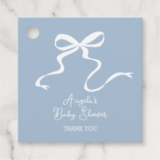 Etiqueta de Baby Shower Dusty Blue Bow