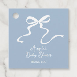Etiqueta de Baby Shower Dusty Blue Bow