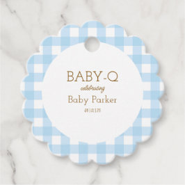Etiqueta de Baby Shower Favor de Blue Gingham