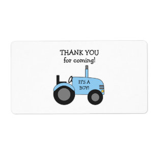 Etiqueta de Baby Shower Favor del Tractor Azul