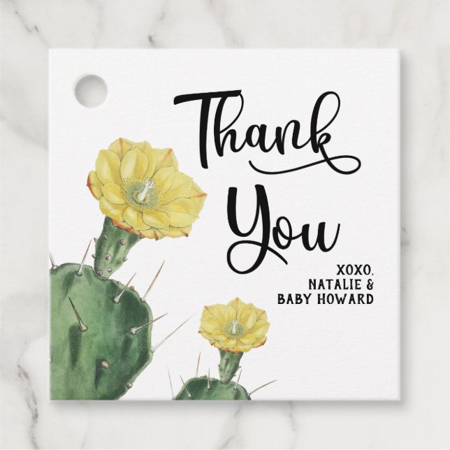 Etiqueta de Baby Shower Favor Suculenta (Anverso)