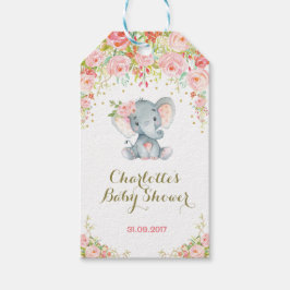 Etiqueta de Baby Shower Favorito de Elefante Flora
