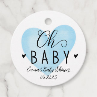 Etiqueta de Baby Shower "Oh Baby Blue Heart"