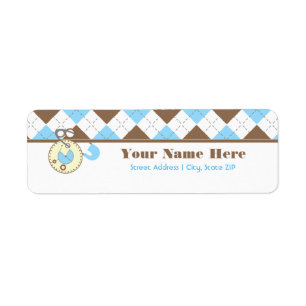 Etiqueta de Baby Shower - rosa azul y Argyle del